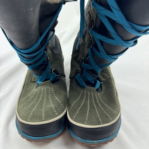 SOREL Joan Of Arctic Women’s Green Leather Winter Boots Size 7 - Picture 2 of 7